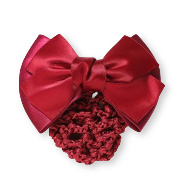 Silk Hair Bow with Bun Net - Assorted Colours