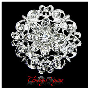 Round Silver Crystal Stock Pin