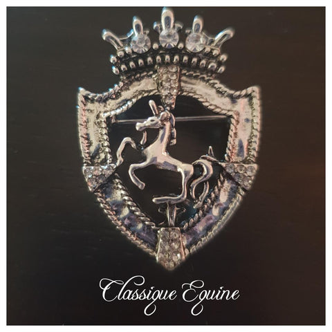 Silver Horse Shield Lapel Pin