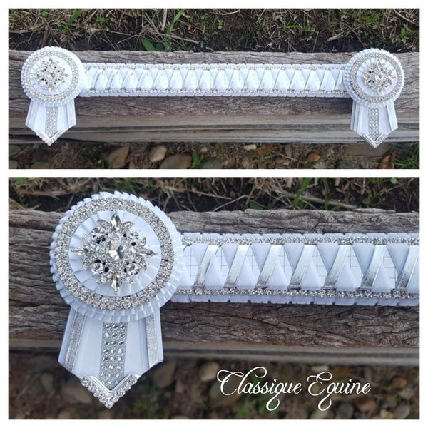 White & Silver Crystal Mirror Sharkstooth Browband