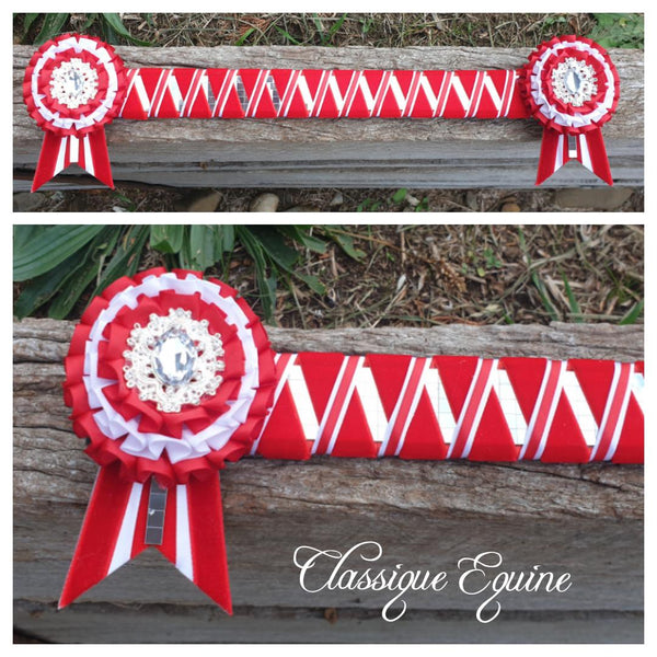 Red, White & Silver Mirror Sharkstooth Browband