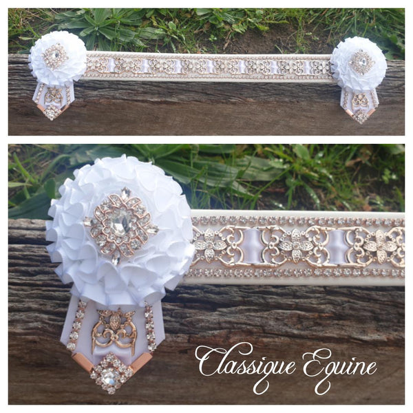 White & Rose Gold Vintage Browband