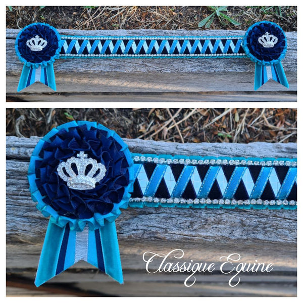 Turquoise, Navy & Silver Mirror Sharkstooth