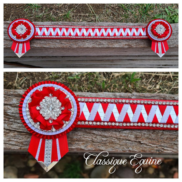 Red, White & Silver Mirror Sharkstooth Browband