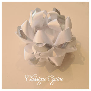 Ribbon Bun Scrunchie - White/Silver