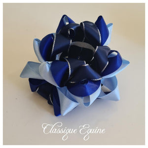 Ribbon Bun Scrunchie - Navy/Royal/Baby Blue