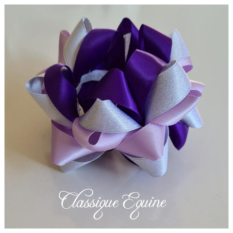 Ribbon Bun Scrunchie - Purple/Lilac/Silver Shimmer