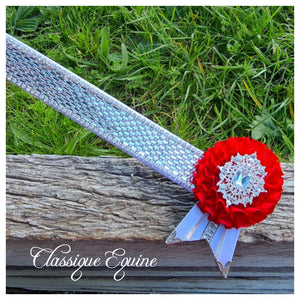 16" White & Red Crystal Browband