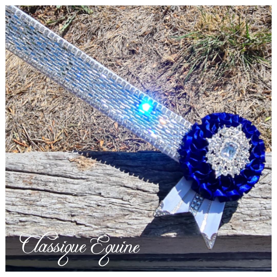 16" White & Royal Blue Crystal Browband