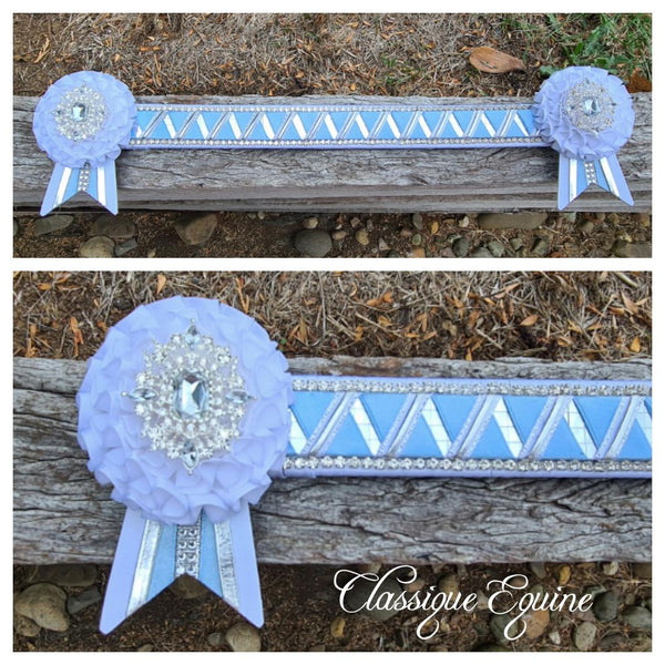 White, Baby Blue & Silver Mirror Sharkstooth Browband