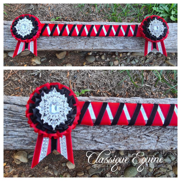 Red & Black Mirror Sharkstooth Browband