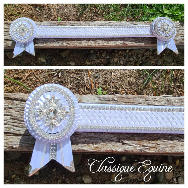 16" White & Silver Crystal Braid Browband
