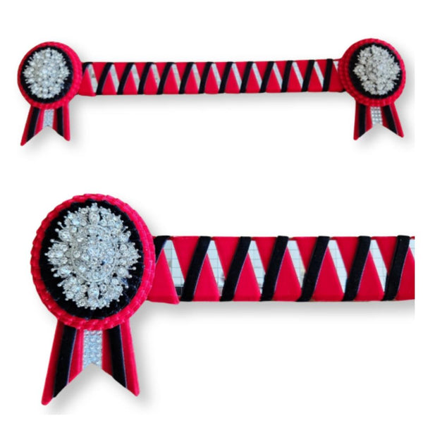 Red & Black Mirror Sharktooth Browband