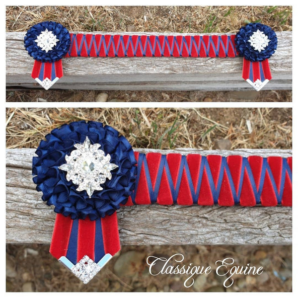 Red & Navy Sharkstooth Browband
