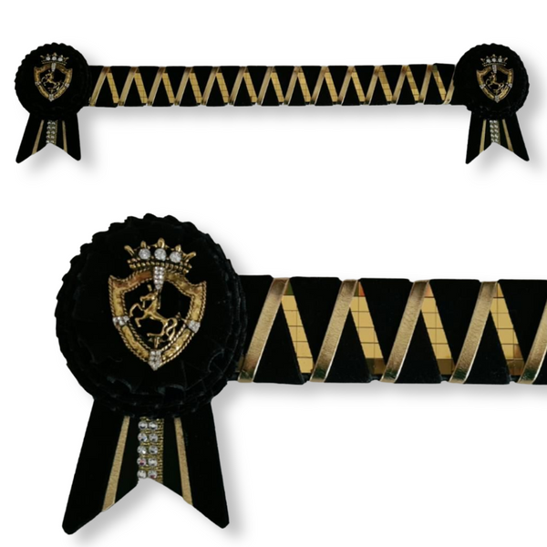 Black & Gold Velvet Sharkstooth Browband