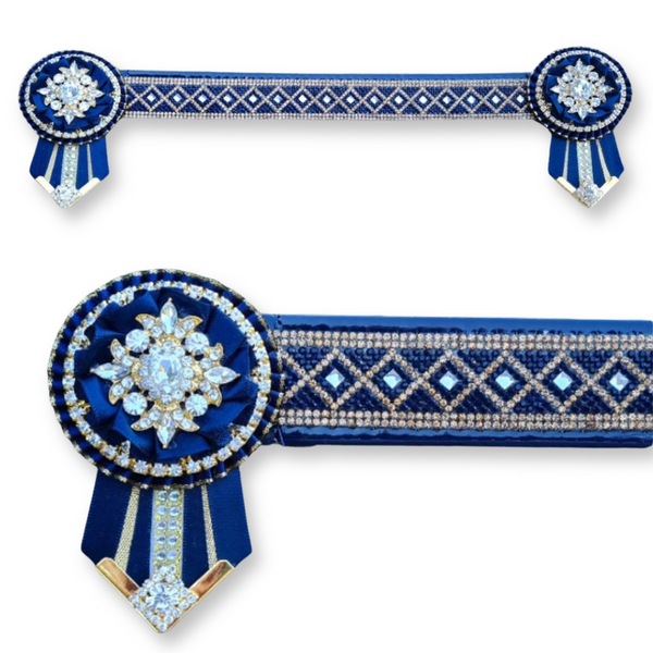 Navy & Gold Crystal Diamond Browband