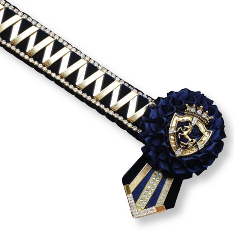 Navy & Gold Mirror Sharkstooth Browband