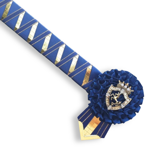 Navy & Gold Mirror Sharkstooth Browband