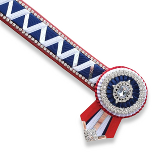 Red, Navy & White Mirror Sharkstooth Browband