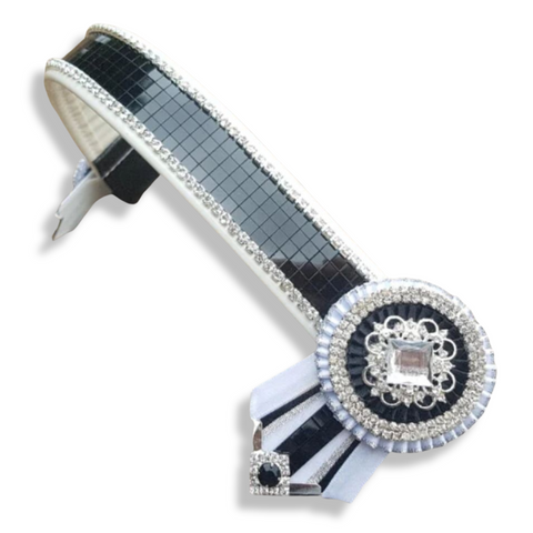 White & Black Crystal Mirror Browband