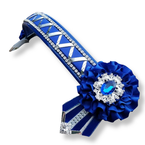 Royal Blue & Silver Mirror Sharkstooth Browband