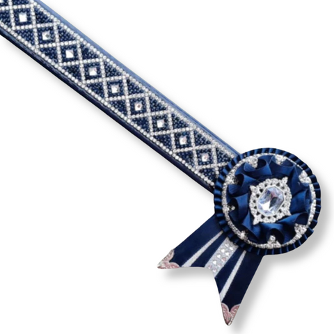 Navy & Silver Crystal Diamond Browband