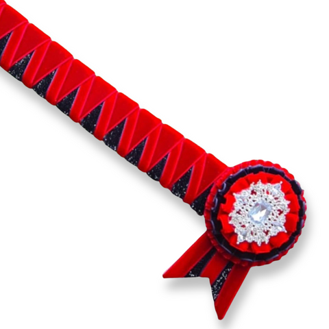 Red & Navy Glitter Velvet Sharkstooth Browband