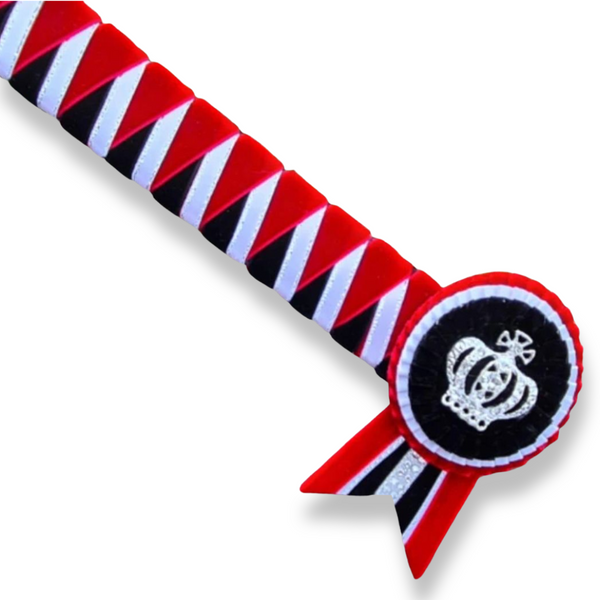 Red, Black & White Velvet Sharkstooth Browband