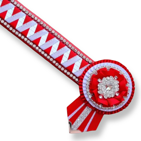 Red, White & Silver Mirror Sharkstooth Browband