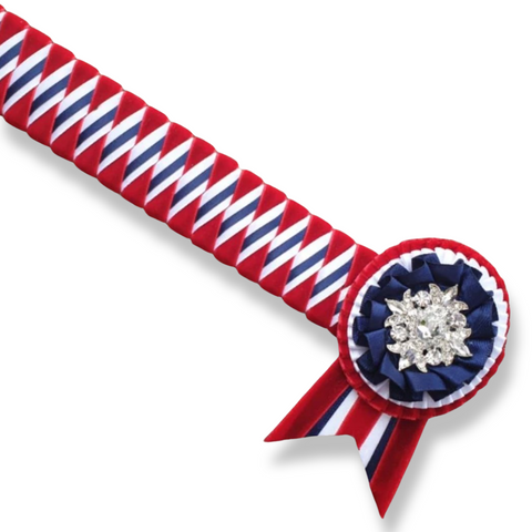 Red, Navy & White Velvet Diamond Browband