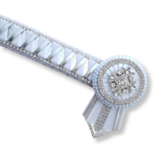 White & Silver Crystal Mirror Sharkstooth Browband