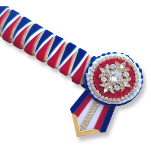 Royal, Red, White & Gold Velvet Sharkstooth Browband