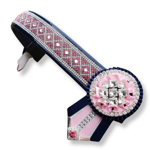 Navy & Baby Pink Crystal Diamond Browband