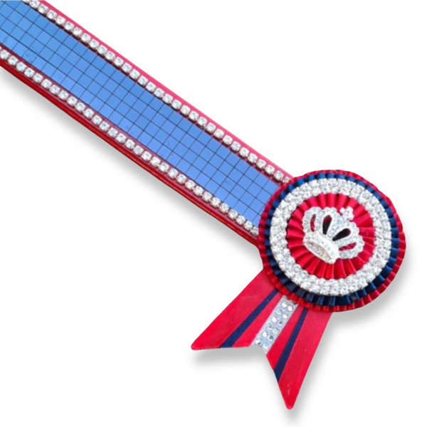 Red, Navy & Silver Crystal Mirror Browband