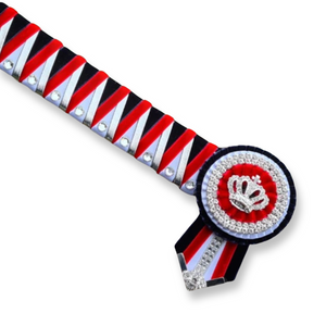 Navy, Red, White & Silver Velvet Sharkstooth Browband