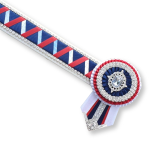 White, Navy & Red Mirror Sharkstooth Browband
