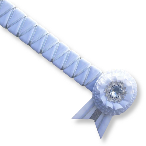 White Velvet & Patent Silver Sharkstooth Browband