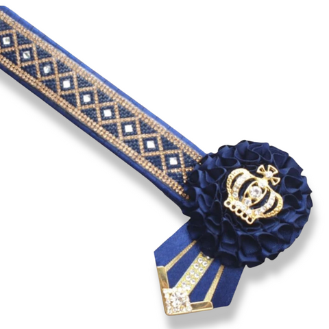 Navy & Gold Crystal Diamond Browband