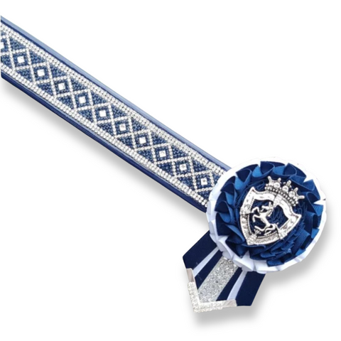 Navy, White & Silver Crystal Diamond Browband