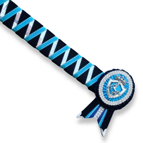 Navy & Aqua Mirror Sharkstooth Browband