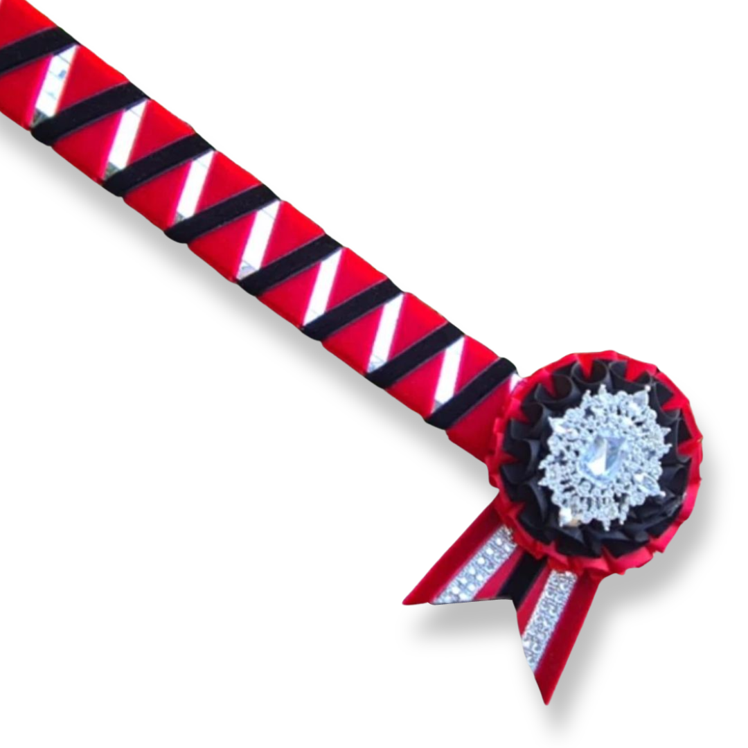 Red & Black Mirror Sharkstooth Browband