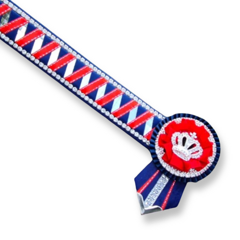 Navy & Red Mirror Sharkstooth Browband