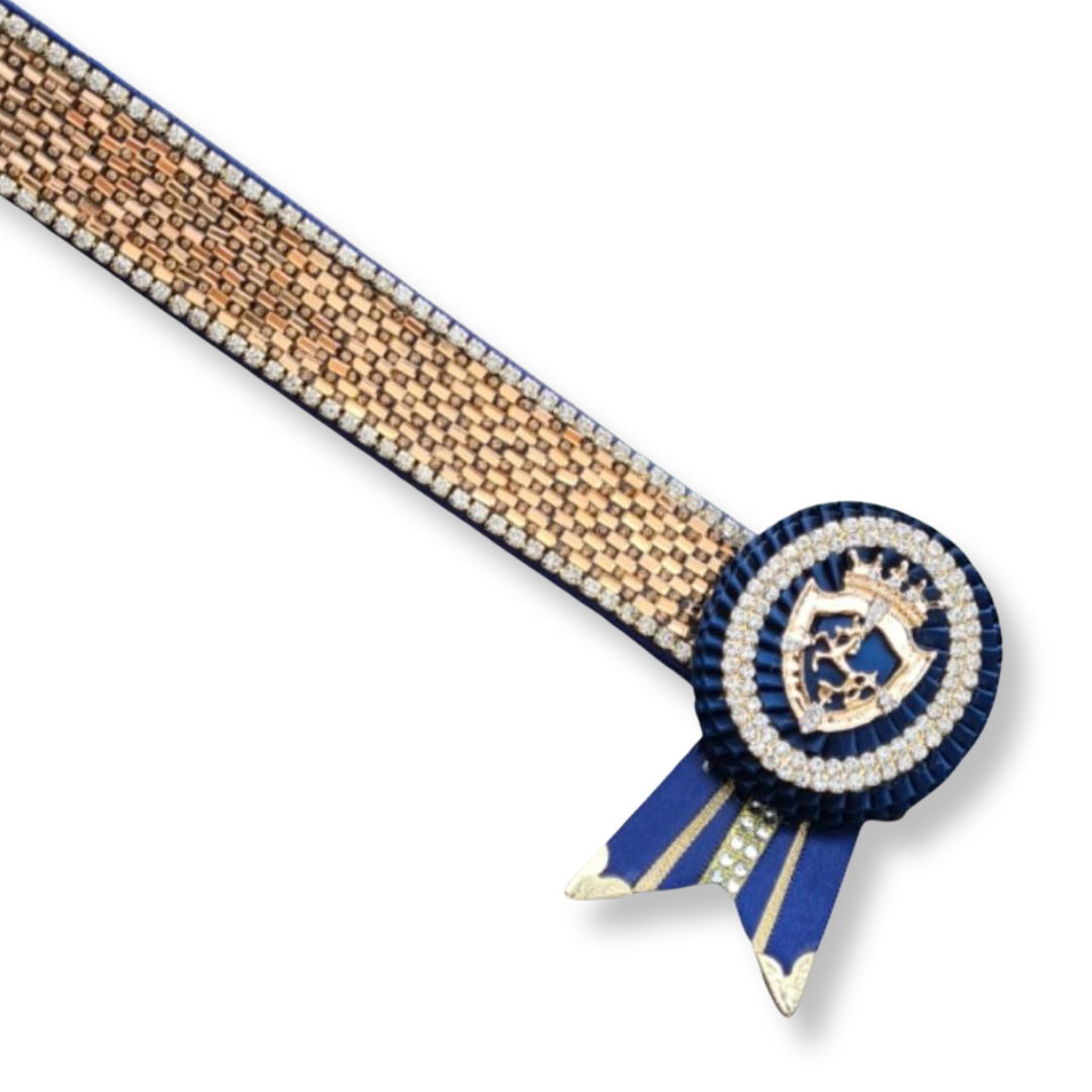 Navy & Gold Crystal Show Browband