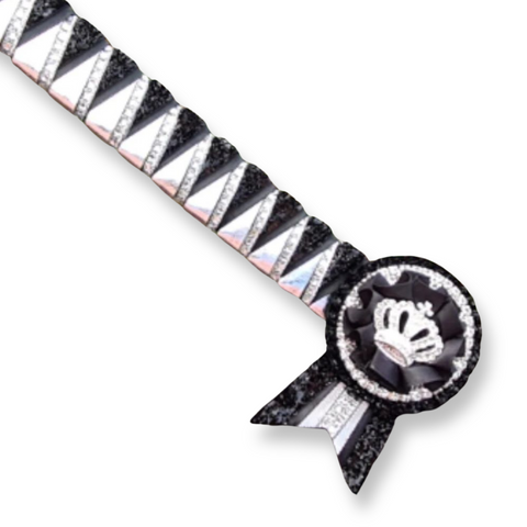 Black & Silver Glitter Velvet Sharkstooth Browband