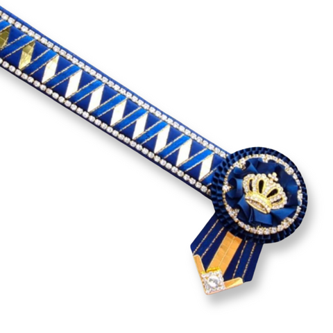 Navy & Gold Mirror Sharkstooth Browband