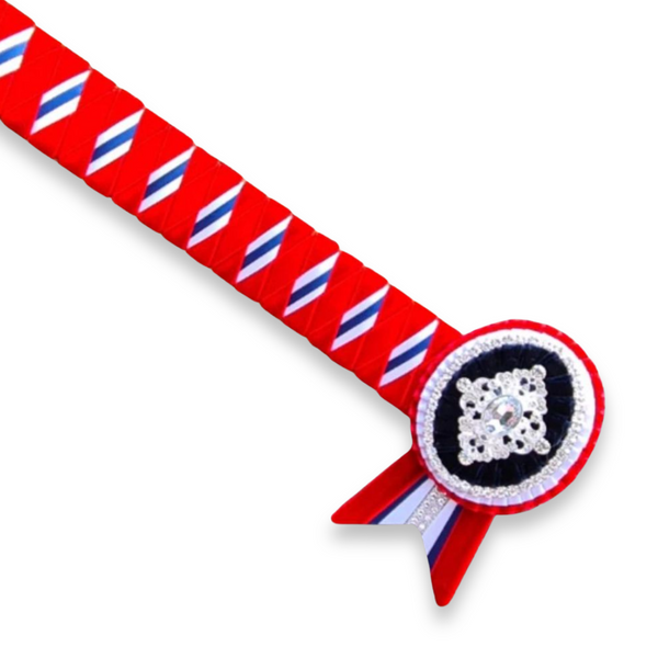 Red, Navy & White Velvet Diamond Browband