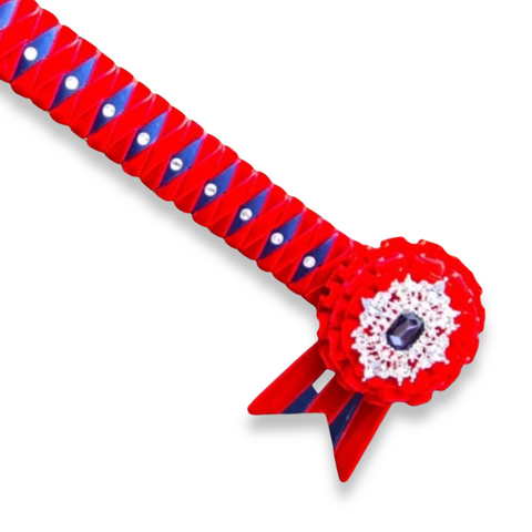 Red & Navy Velvet Diamond Browband