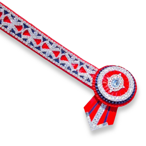 Red & Navy Royal Crystal Browband