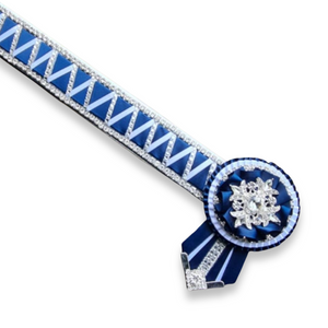 Navy, White & Silver Mirror Sharkstooth Browband