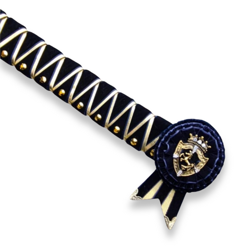 Navy & Gold Velvet Sharkstooth Browband